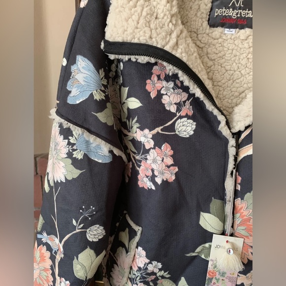 Johnny Was Pete & Greta Dusk Floral Print Sherpa Coat Women’s Small New W/ Tags - Picture 4 of 12